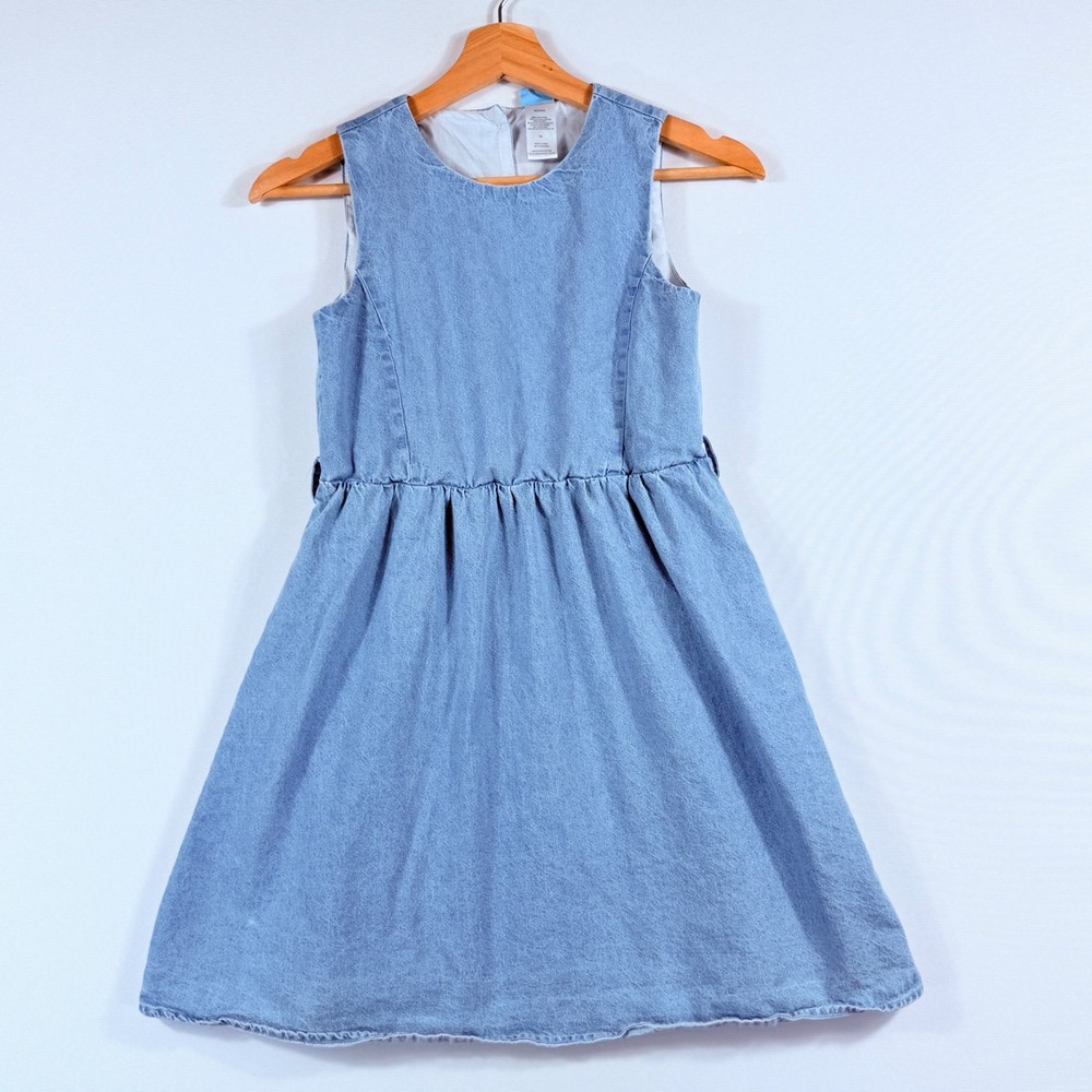 Draper James Denim Dress Girls 10 Light Blue Sleeveless Preppy Southern Casual